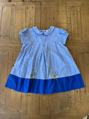 The proper peony chambray colorblock duck embroidered dress girls 3T